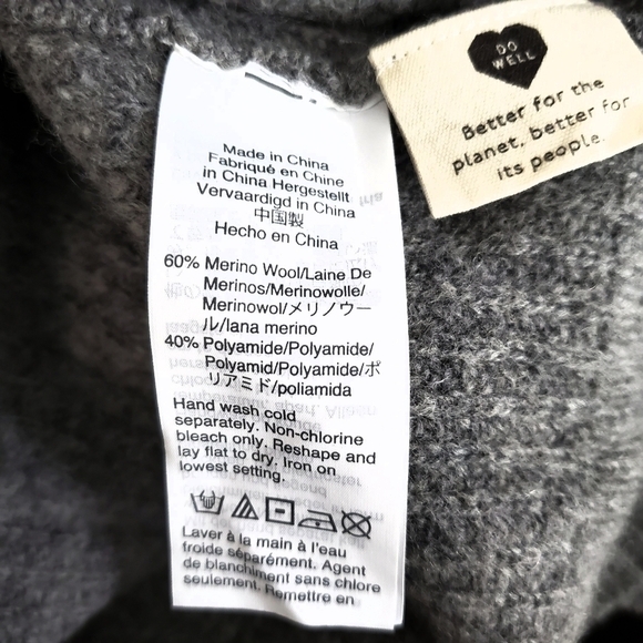 Madewell Merino Wool Lyle Rib Henley Chunky Grey Sweater - Picture 7 of 8